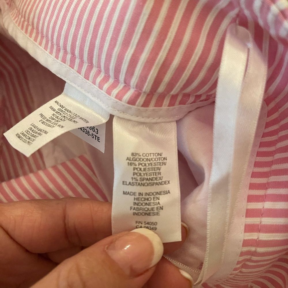 Jones NY Sport Seersucker Sz 4 Pink Striped Fly Front Shorts - Picture 7 of 11